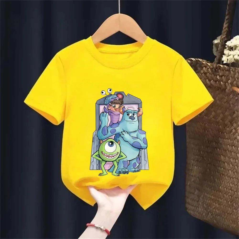 2026 Neues Kinder-Baumwoll-Kurzarm-T-Shirt Hellblau mit Monsters Inc. Aufdruck Rundhals-Oberteil für Jungen & Mädchen Sommerkleidung – Detail 6