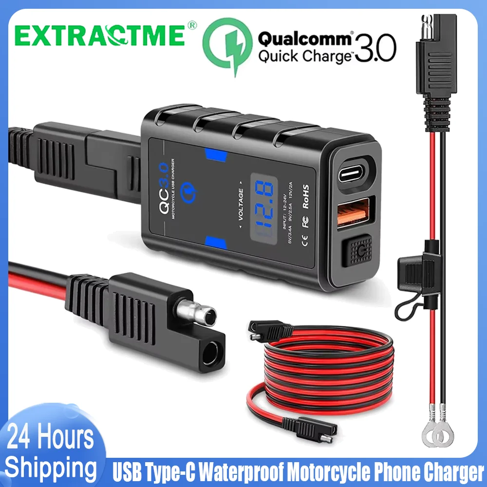 �y�Z�[�����zExtractme 6.8A QC3.0 �I�[�g�o�C USB �[�d��h�� 12V �d���A�_�v�^�X�C�b�`�d���v�\�P�b�g���g�d�b�[�d��