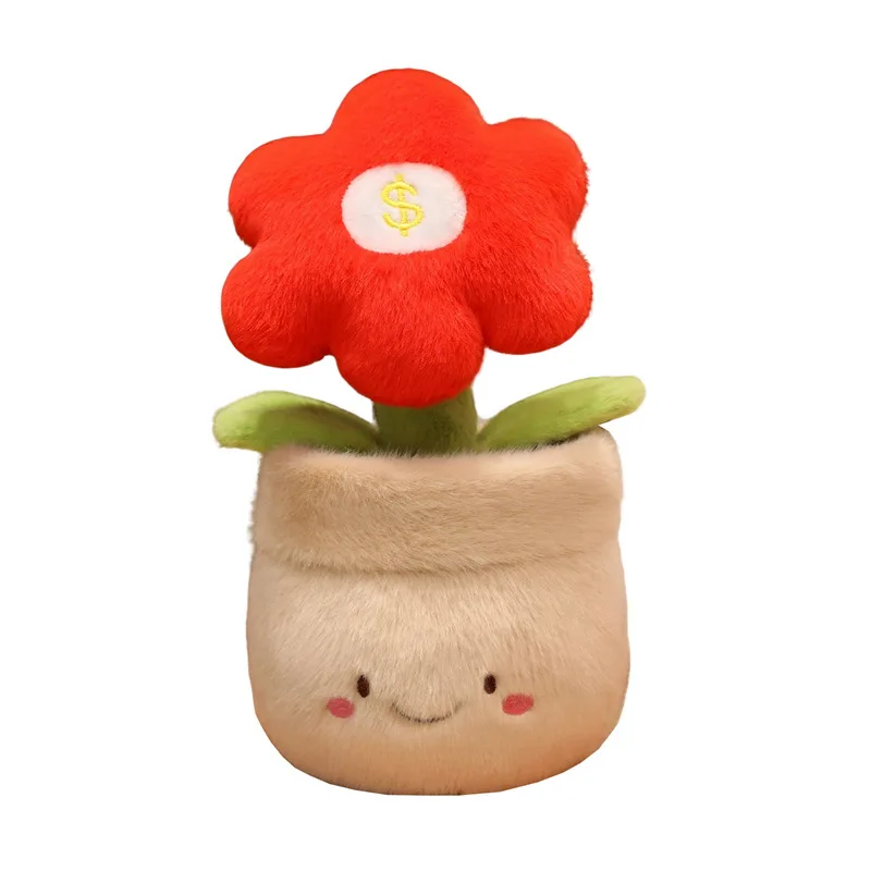 New Creative Money Flower Potted Plush Doll Cute Sunflower Plant Stuffed Toy Soft Home Decor Ornament Desktop Decoration Gift