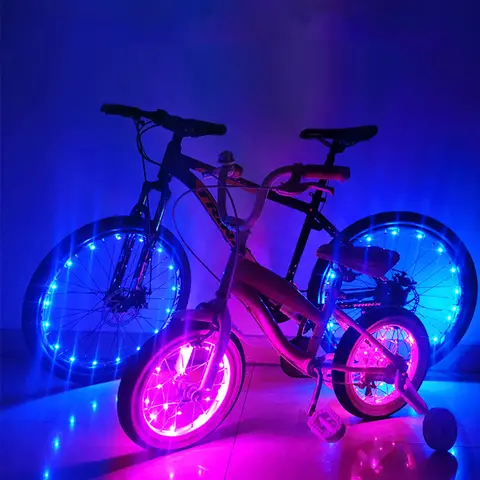 2024 New Colorful LED Wheel Lights Front and Rear Spoke Lights Cycling Decoration Tire Strip Light Accessories Bicycle Lights