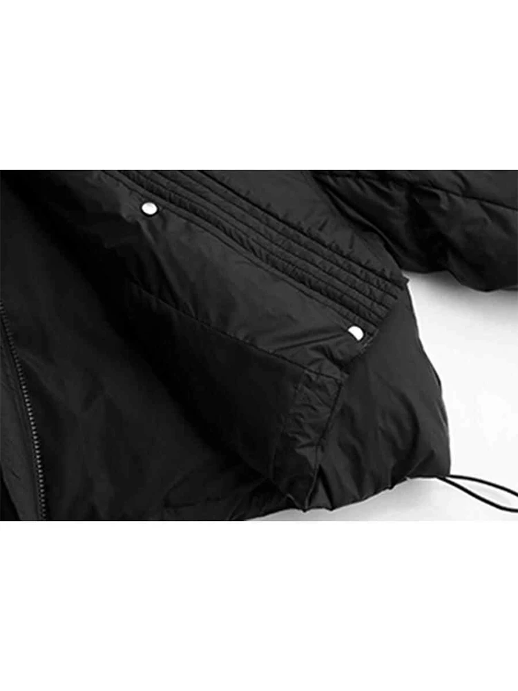 2025 Autumn Winter Women Y2k Japanese Black Hoodie Padded Jacket Stand Collar Down Jacket Korean Thick Parkas Outwears Tide New