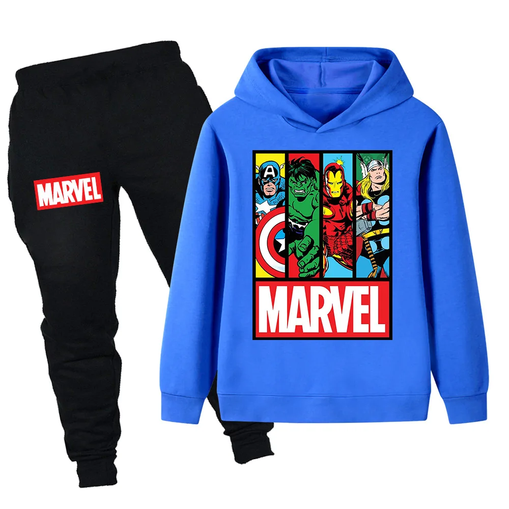 

Boys super cool Marvel superhero print long-sleeved set children's fall and winter casual fashion suit top + pants two-piece set