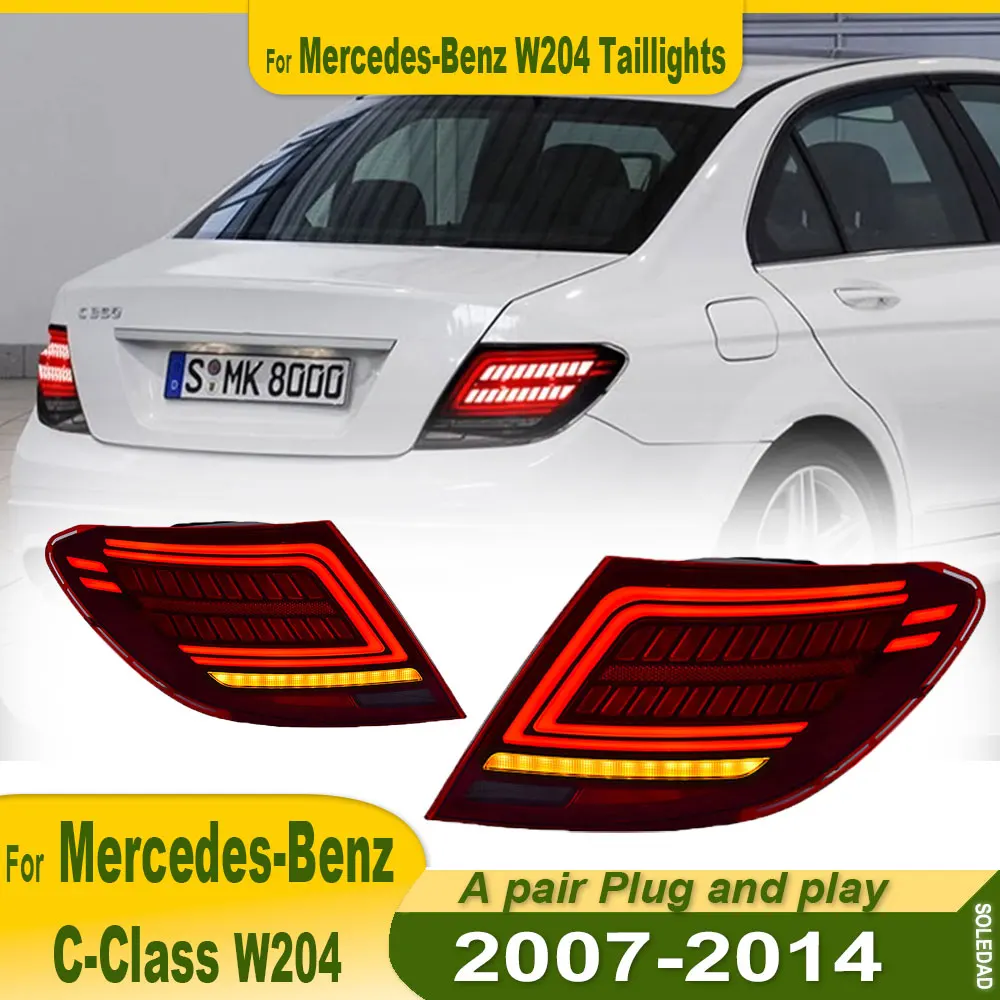 Car Tail Lamp For Mercedes Benz C Class W204 2007 2008 2009 2010 2011-2014 Modified LED Taillight Running Lights Brake Lights