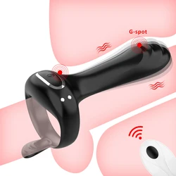 Penis Sleeve Cock Ring Men Couple Vibrator Wireless Remote Control Cockring Vaginal Stimulator Massager Sex Toy Male Sexual