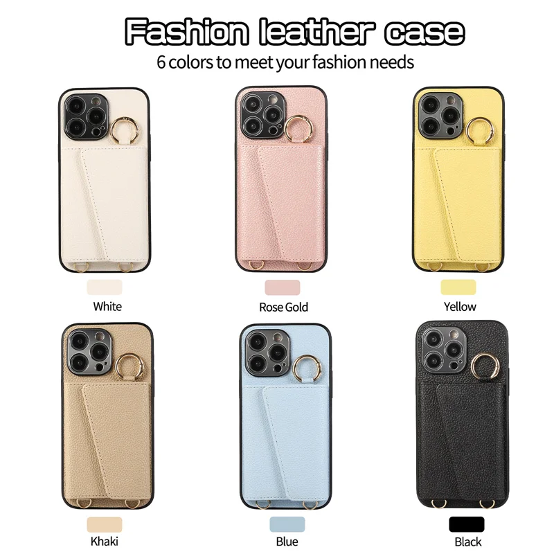 Trendige Crossbody-Hülle mit Lanyard, Make-up-Spiegel und Kartenfächern für iPhone 18, 18 Pro, 16, 17 Pro Max, 15, 14, 13, 12 mit Ringhalter – Detail 9