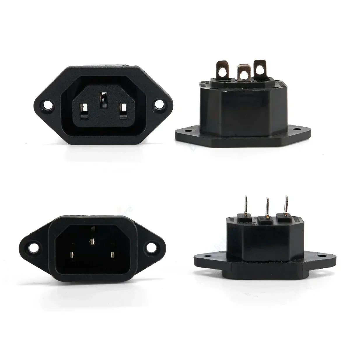 IEC 320 C13 C14 Electrical Socket Female Male Straight Inlet Cable Plug Connector 3 Pin Rewireable AC Power Socket Mount Outlet