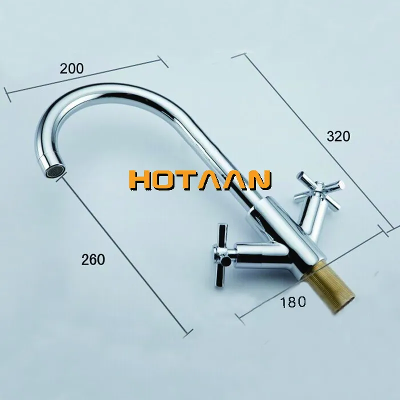 HOTAAN Dual handle cold and hot water mixer tap kitchen sink tap ,kitchen mixer,round swivel  Kitchen Faucets,torneira YT-6050