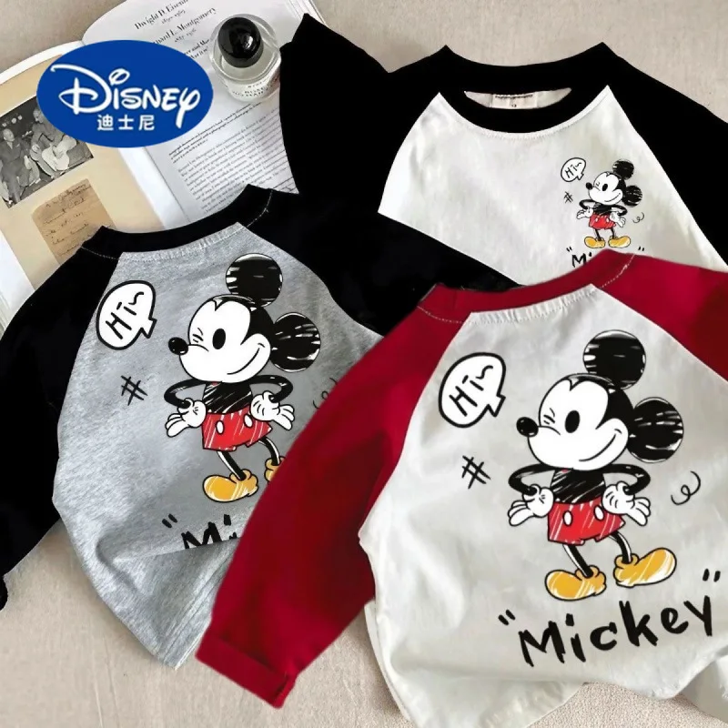 

Disney Mickey Mouse Kids Cotton T-Shirt | Long Sleeve Casual Top for Boys & Girls, Versatile Basic Tee