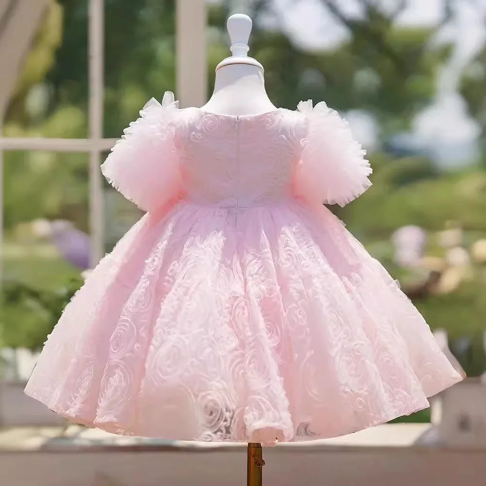 Summer Gown Baby Dresses First Birthday Flower Toddler Girl Clothes ChildrenTulle Girl Kid\'s Dress For Party ceremonial dress