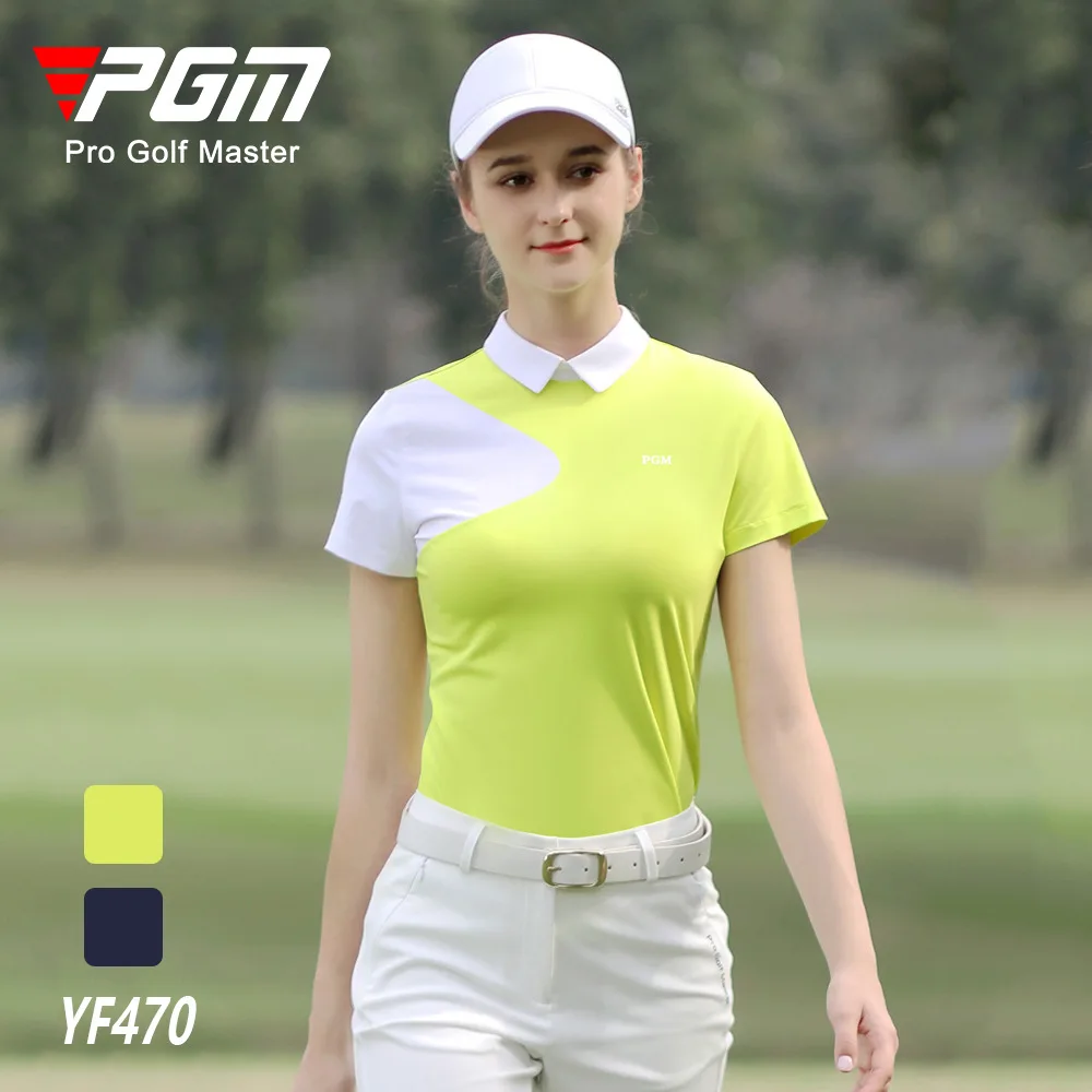 PGM Summer Women Golf Short-Sleeved T Shirt Ladies Shirts Sports Slim Clothes Quick-Dry Breathable Golf Tennis Clothing YF470