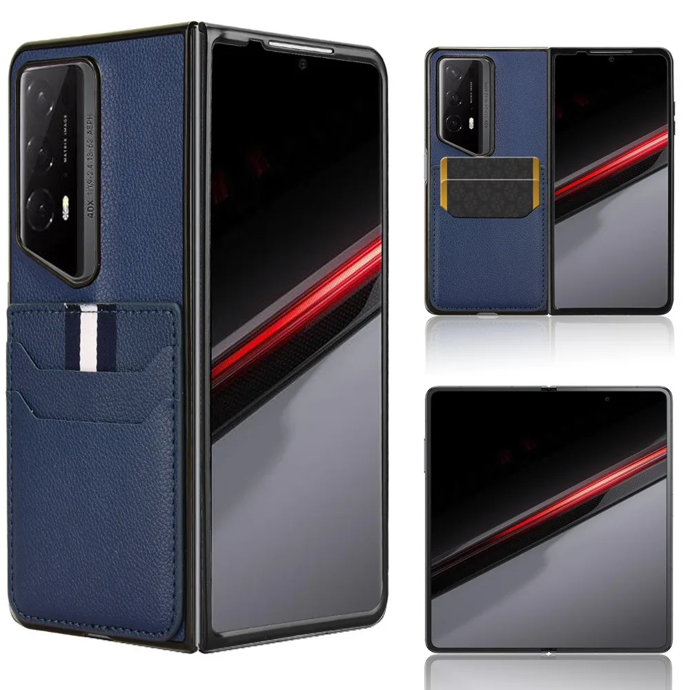 Casing ponsel penutup belakang keras dengan slot kartu untuk Huawei Honor Magic V2 RSR desain Porsche casing pelindung kulit PU