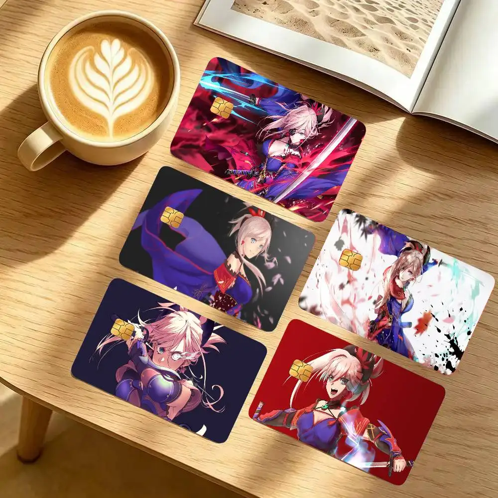 Miyamoto Musashi Animated Game Fate Grand Order Card Sticker 4Pcs Credit Card Skin Anti Scratch Bank Debit Card Decal