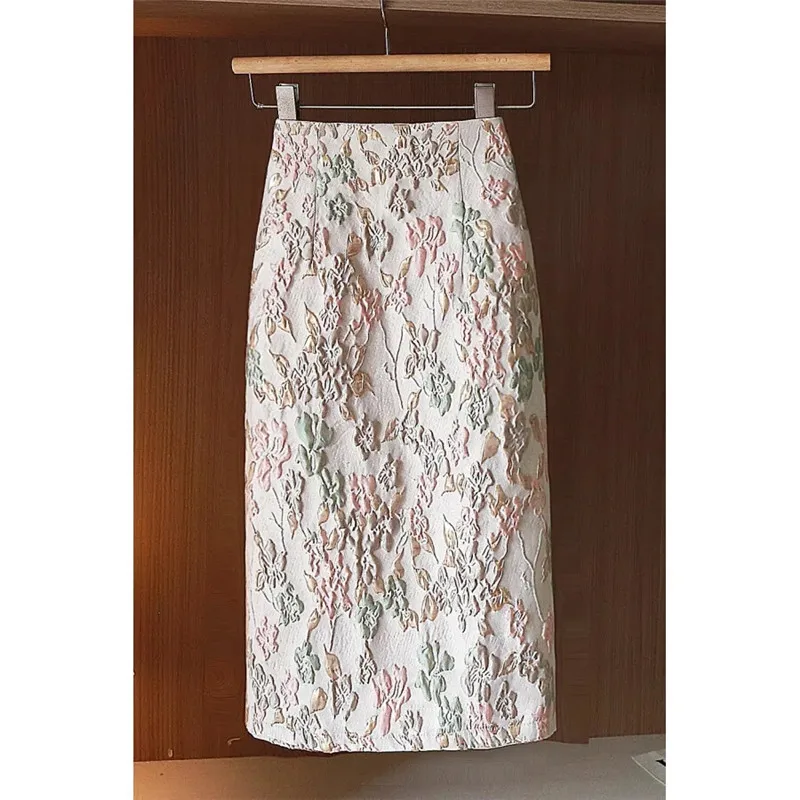 Vetement Femme Skirt Women Spring Autumn 2023 New Fashion Package Hip Skirt Slim Medium-length Skirt High Waist Faldas Aesthetic