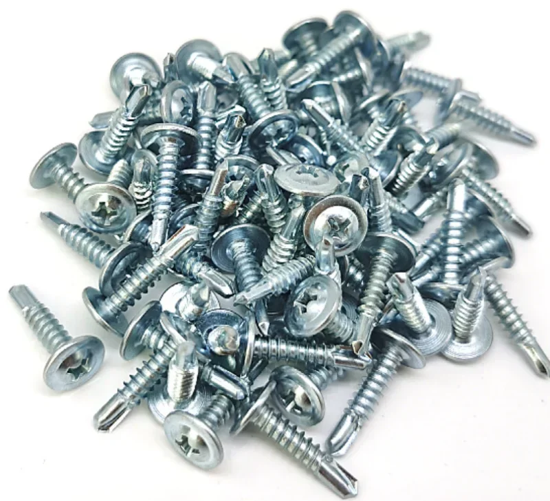 10Pcs Blue & White Zinc Plated M4.2x13/16/19/25/32/38mm Round Flat Head Cross Self-Drilling Screw-Drilling Screw