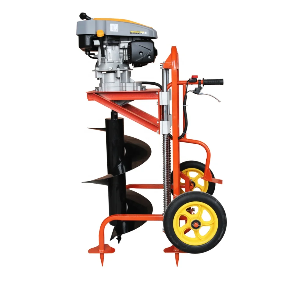 High Quality 7HP Earth Auger With Hand Rack Or Gasoline Hole Digger With 500mm Drill Or Ground Drill With Trolley