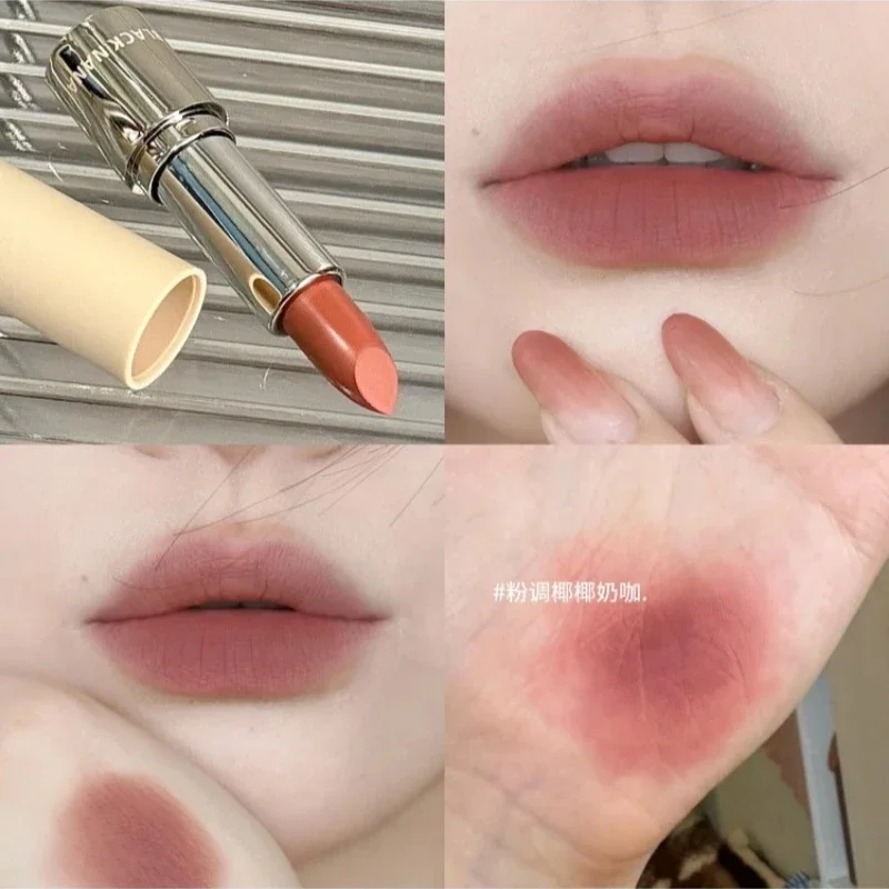 Penna per rossetto rosso scuro sexy nudo che dura non lascia segni Smalto per labbra impermeabile Tè al latte Viola Tazza antiaderente Trucco per labbra coreano