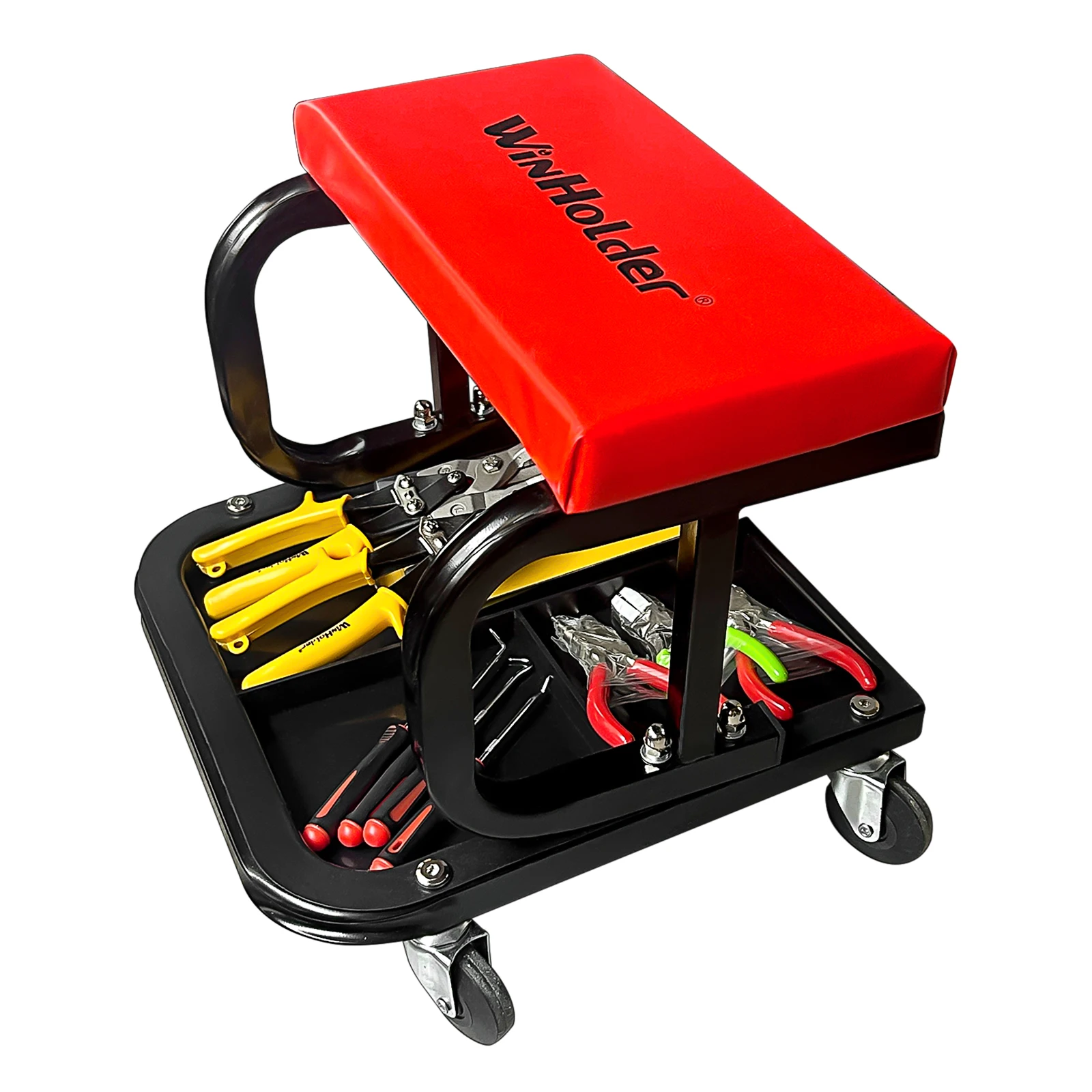 ميكانيكا المرآب مبطن المتداول البراز كرسي مقعد عجلات دوارة 150 كجم ماكس