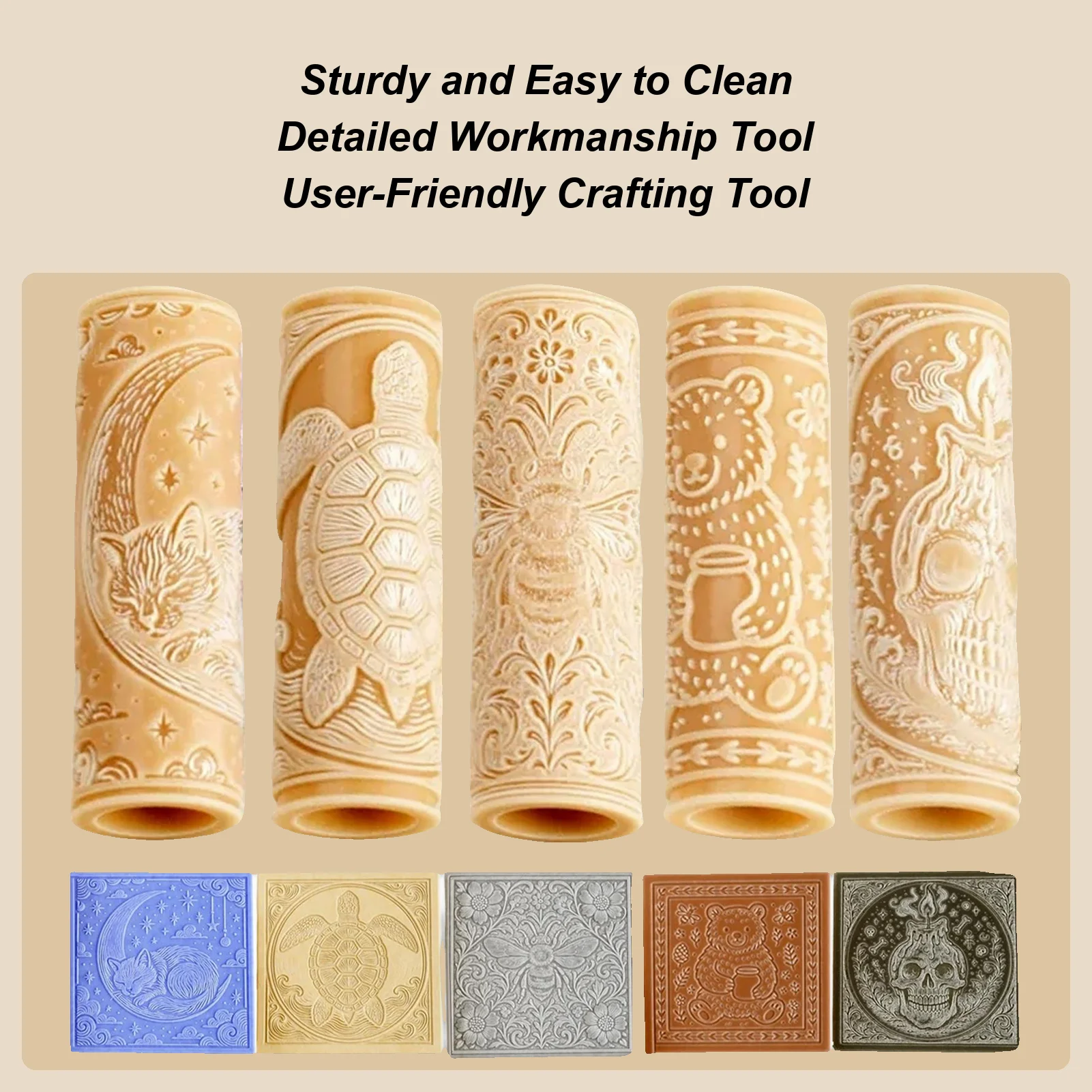 

Clay Texture Roller with Patterns - Pottery & Clay Tools for Adults Kids, Creative Ceramic Embossing Art Craft Supplies