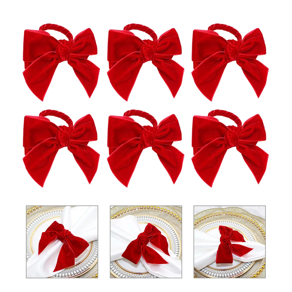 

6 Pcs Napkin Ring Bowknot Serviette Rings Unique Clasps Festival Holder Table Holders