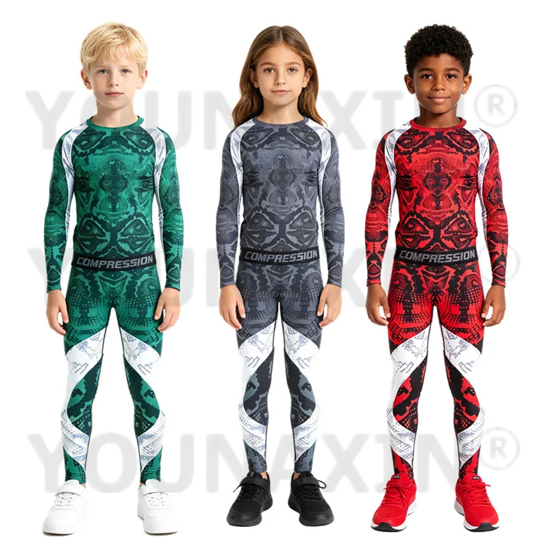 Unisex Child Running Sports Long Sleeves T-shirts Girl Yoga Pants Teenager Sportswear Fitness Training Boy Clothing Gym Set