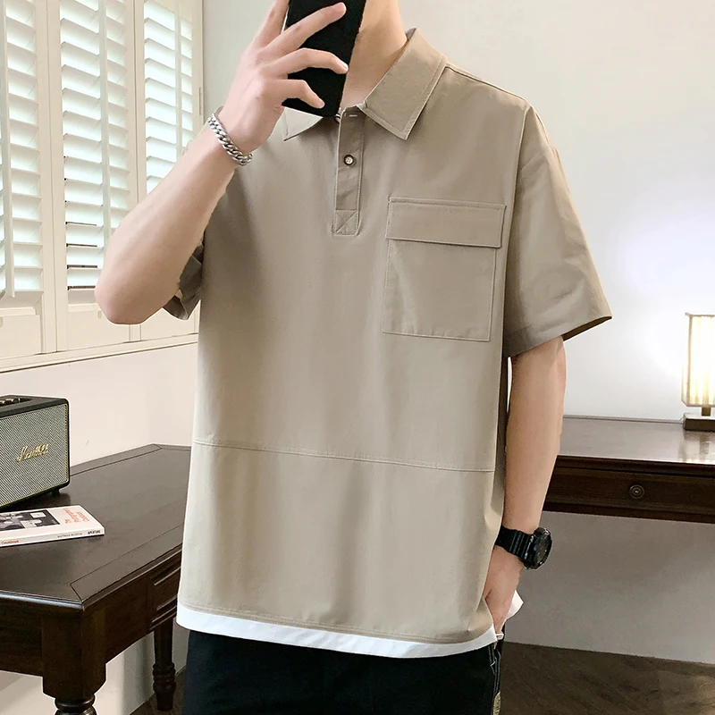 

Summer Ultra-thin Ice Silk Men's Outdoor Fashion Trend Business Casual Short Sleeved T-shirt Loose and Breathable POLO Shirt