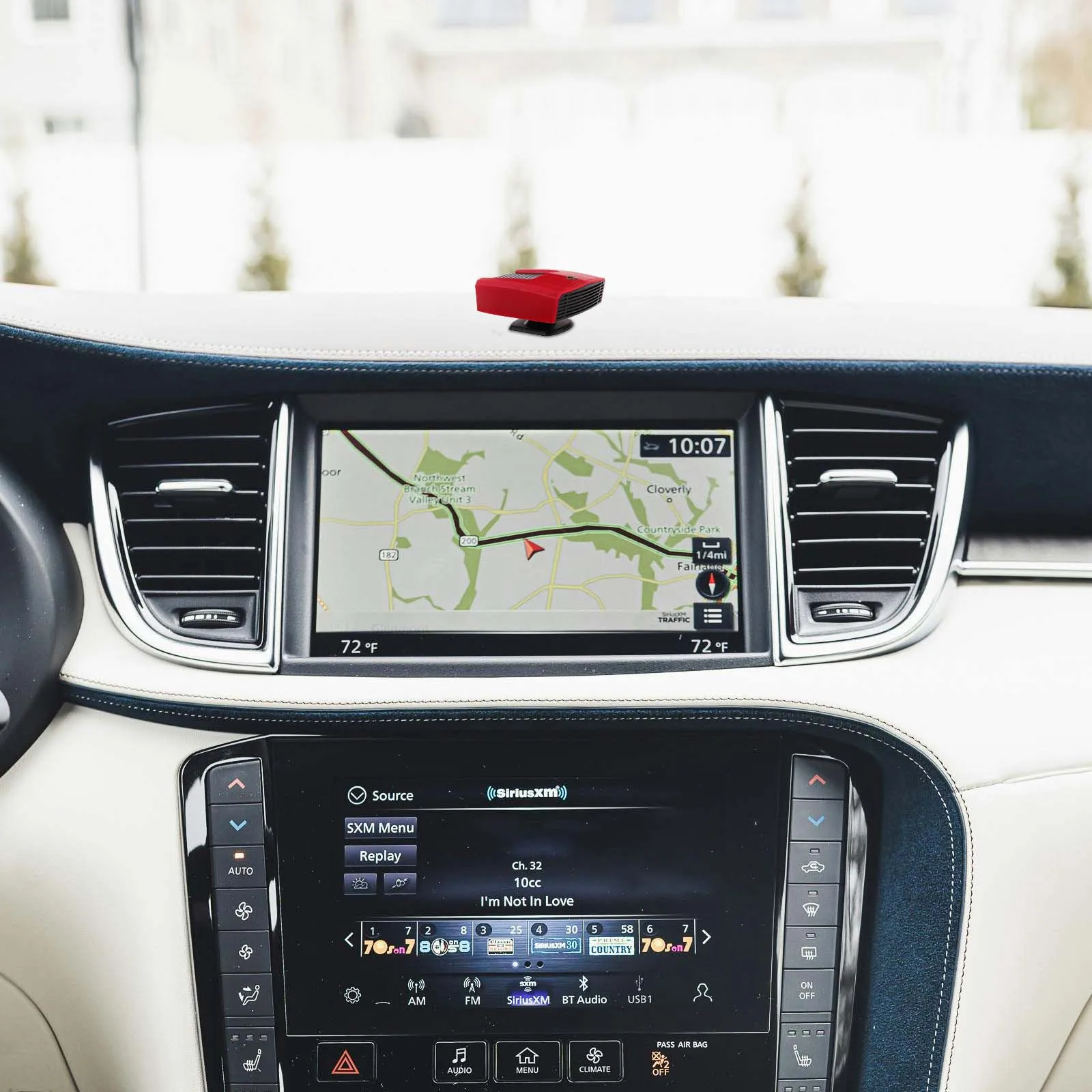 

Compact Car Heater Device with Rapid Warm Air Output Portable Electric Defroster for Vehicle Windshield Fast Defrost Removal and