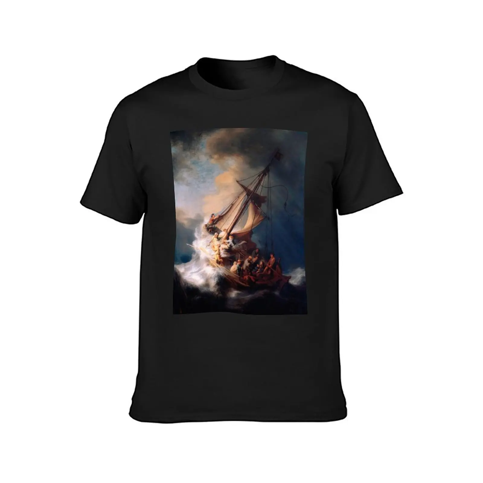 Rembrandt - Christ in the Storm on the Sea of Galilee T-Shirt anime vintage clothes for a boy slim fit t shirts for men