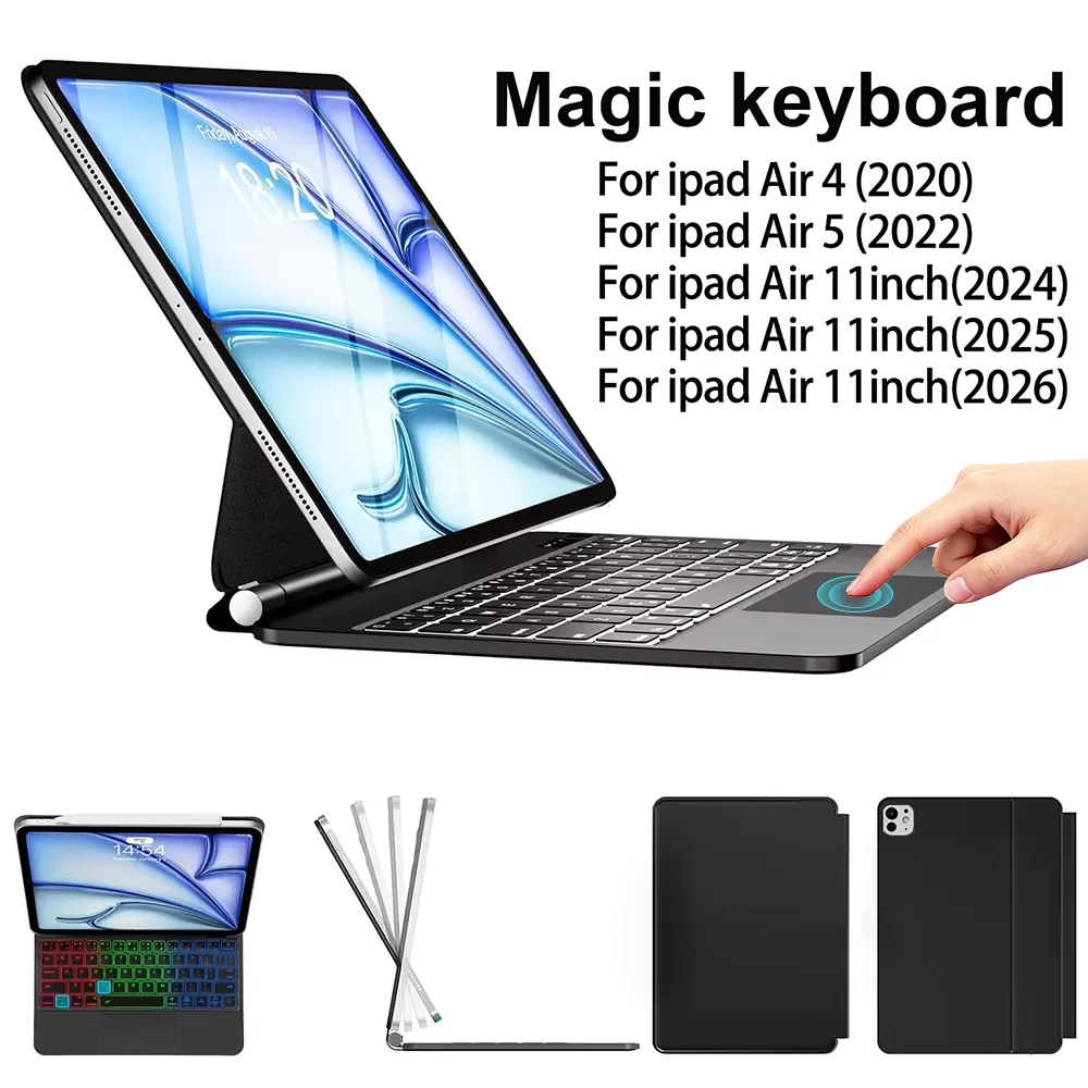 Magic Keyboard Case for iPad Air 11-inch M4 2026 A3459 A3460 Air11 M3 2025 A3266 M2 Air 4 5 10.9 4th 5th Generation Air5 Air4