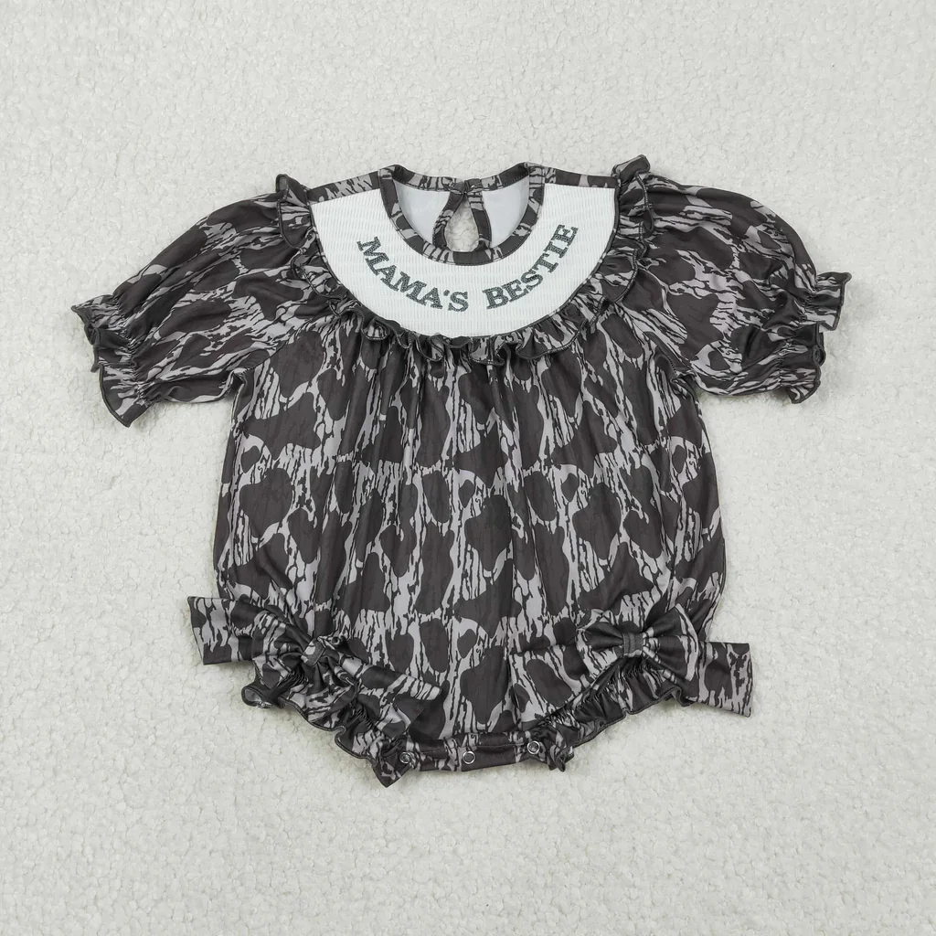 

LR2727 MAMA'S BESTIE Camo Smocked Baby Girls Bubble Romper