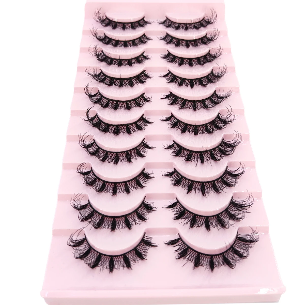 AMSDCN10 pairs of 3D artificial mink false eyelashes slim natural and messy manga fluffy curly false eyelashes extended eyelashe
