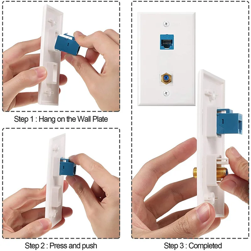 

【B55AQ】6 упаковок коаксиальных настенных пластин Ethernet с 1 портами Keystone Cat6 и 1 позолоченным коаксиальным портом F типа RJ45