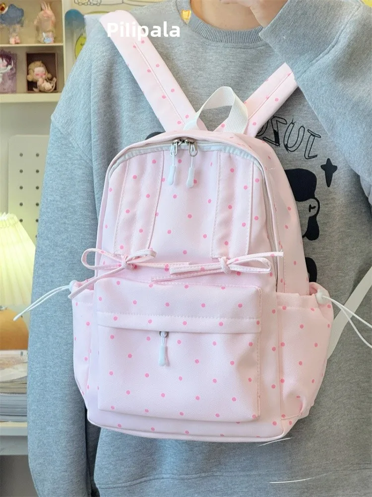 

Летняя сумка на двойное плечо с узлом в горошек, милая крутая подростковая сумка для книг, сумка для ноутбука для девочек, поездка на работу Sle XXX