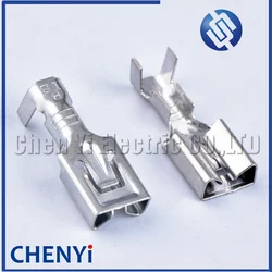20 Pcs Brass Tinned Crimping Automotive Wire 6.3mm Terminal Female Auto Cable Connector plug Mental Pins 7116-2873