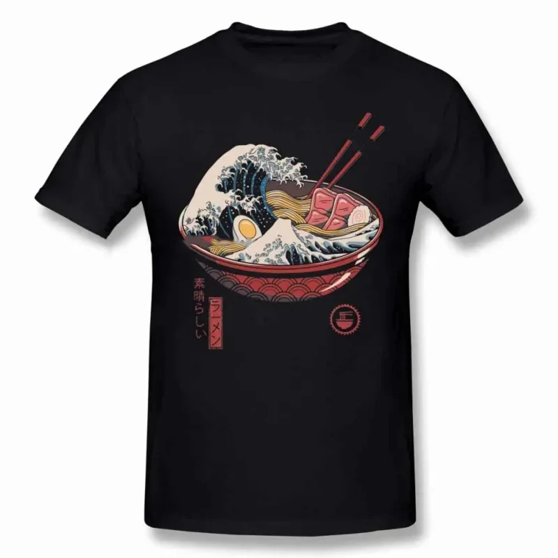 Great Ramen Wave Japan Vintage T Shirts WoMen Man's T-shirt Cotton Summer Tshirts Short Sleeve Graphics T-shirts Tee Tops