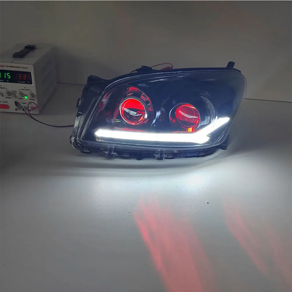 LED Headlight Assembly for Toyota RAV4 2009-2012 Daytime Running Sequential Turn Signal Bi-LED Projector Hi/Lo Beam Sport Style