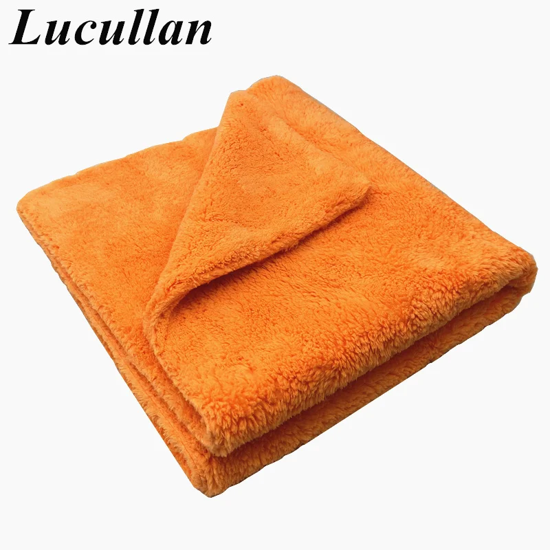 Lucullan 40X40Cm Màu Cam Siêu Dày Sang Trọng Edgeless Khăn Microfiber Chăm Sóc Xe Khăn Lau Đánh Bóng Chi Tiết Sấy Vải Vụn