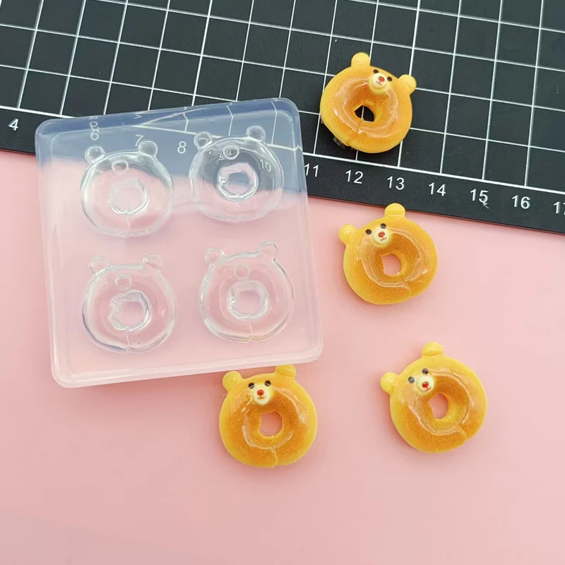 Cute Bear Shape Doughnut Silicone Mold for Polymer Ceramic Clay Doll House Food Toy DIY Crafts