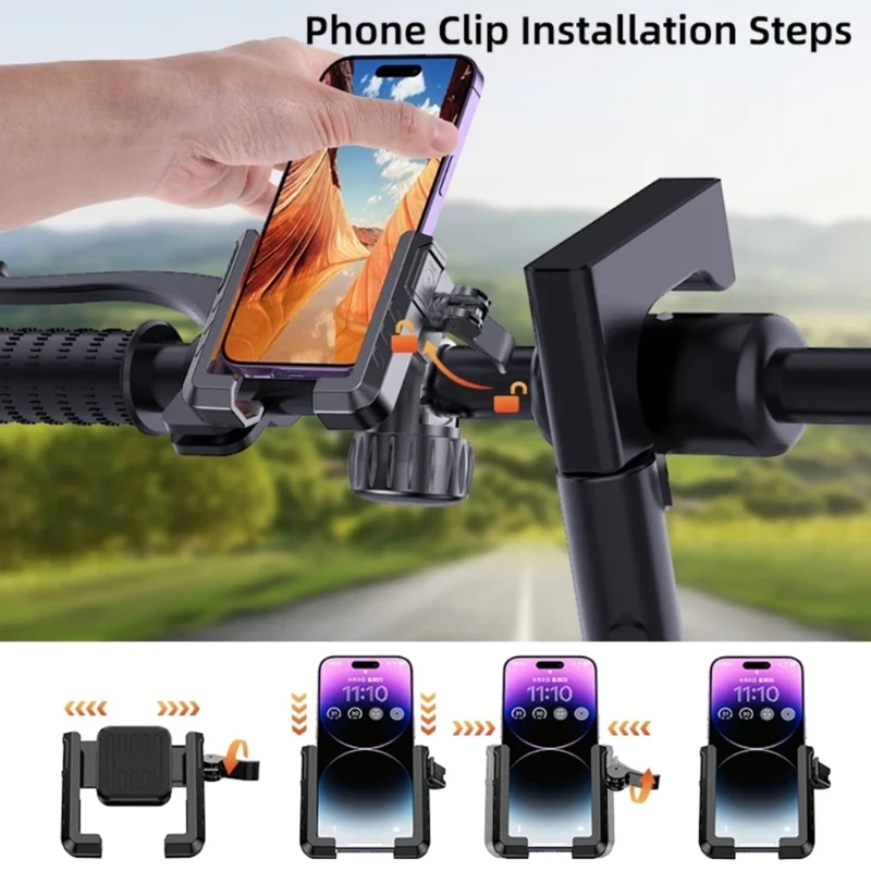 Bike Phone Holder, Motorcycle Phone Mount Motorcycle Handlebar Cellphone Clamps,Scooters Phone Clip for 4.7'' to 6.8''