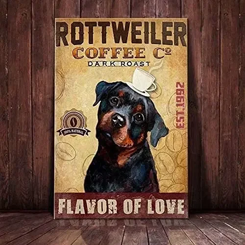 Dog Metal Tin Sign Coffee Tasty Brewed Delight Printing Poster Restaurant Cafe Living Room Home Art Wall Decoration Plaque