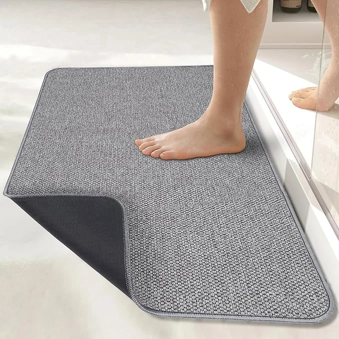 Square woven bathroom mat absorbent bathroom mat rubber bottom non-slip mat toilet mat door mat