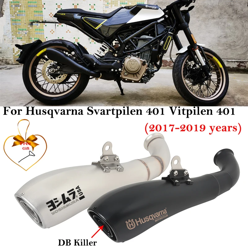 For Husqvarna 401 SVARTPILEN 401 VITPILEN 2017 - 2019 Motorcycle Exhaust Escape Systems Modified Mid Link Pipe Muffler DB Killer