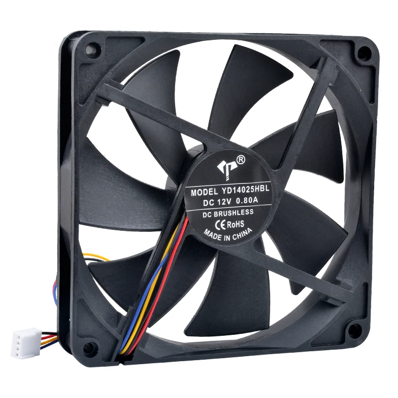 

YD14025HBL 14cm 140mm fan 140x140x25mm DC12V 0.80A 4pin pwm high airflow cooling fan for case power supply