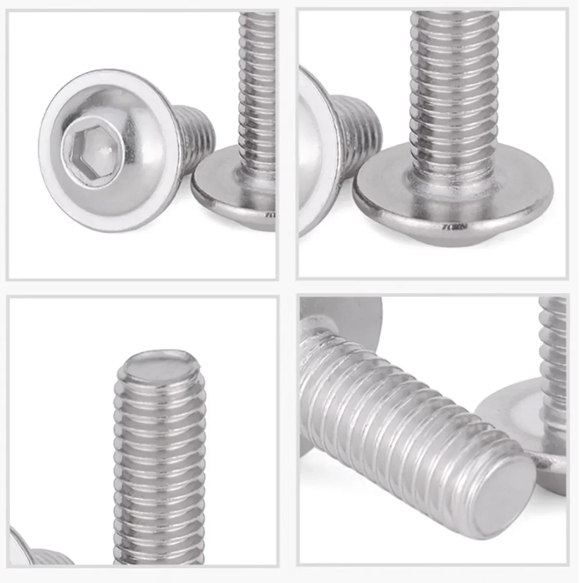 

304 Stainless Steel Round Head Hexagon Socket Screw With Gasket M6M8M10
