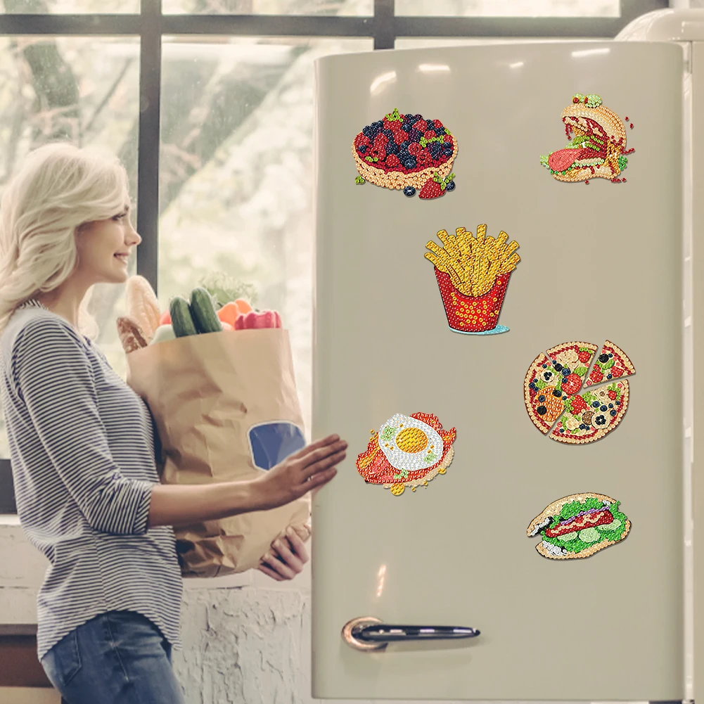 

6Pcs Diamond Painting Refrigerator Magnets Fridge Magnets Diamond Art DIY Diamond Art Refrigerator Magnets for Adults Beginners