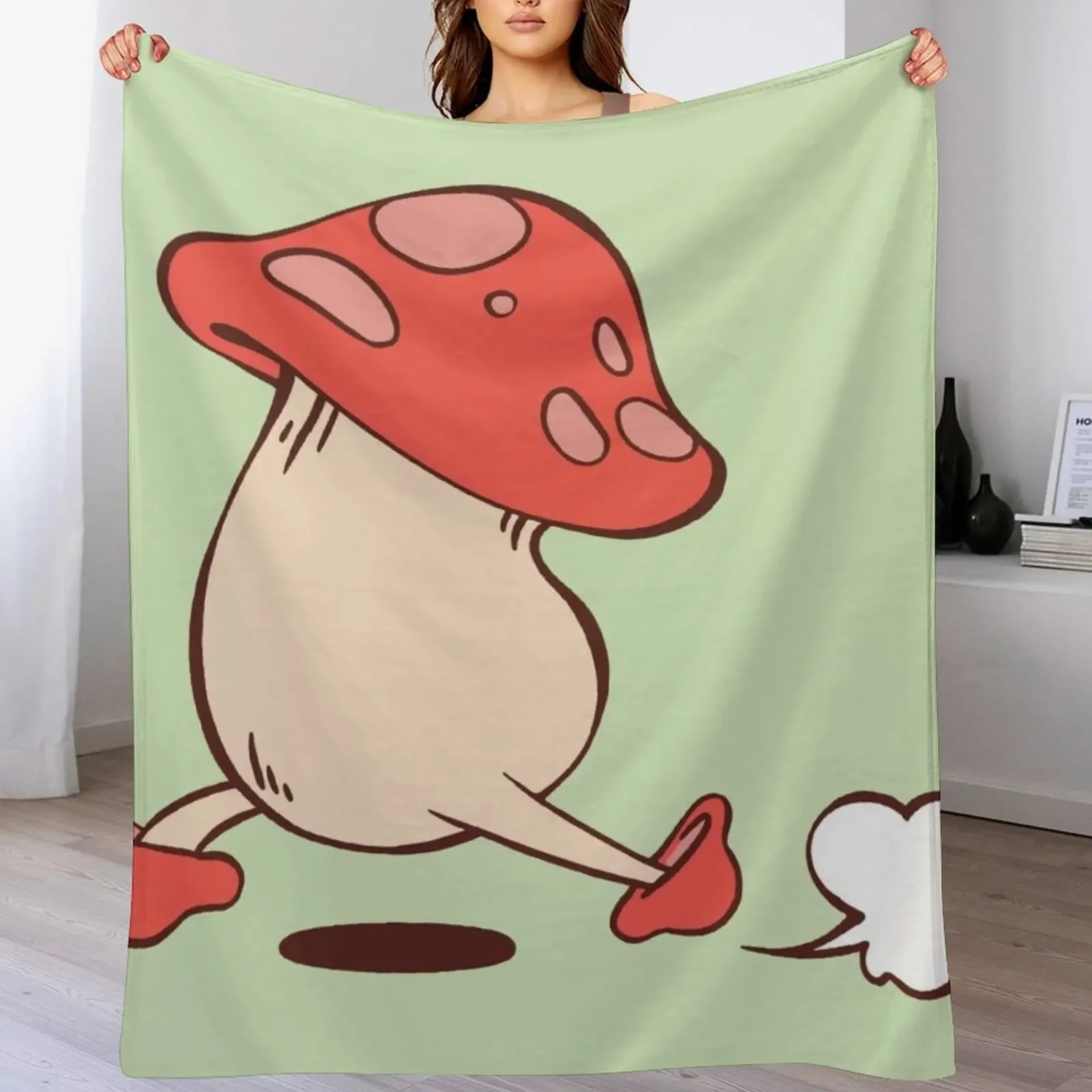 Running mushroom! Dungeon Meshi Dunmesh Throw Blanket Flannel Soft Luxury Designer Blankets