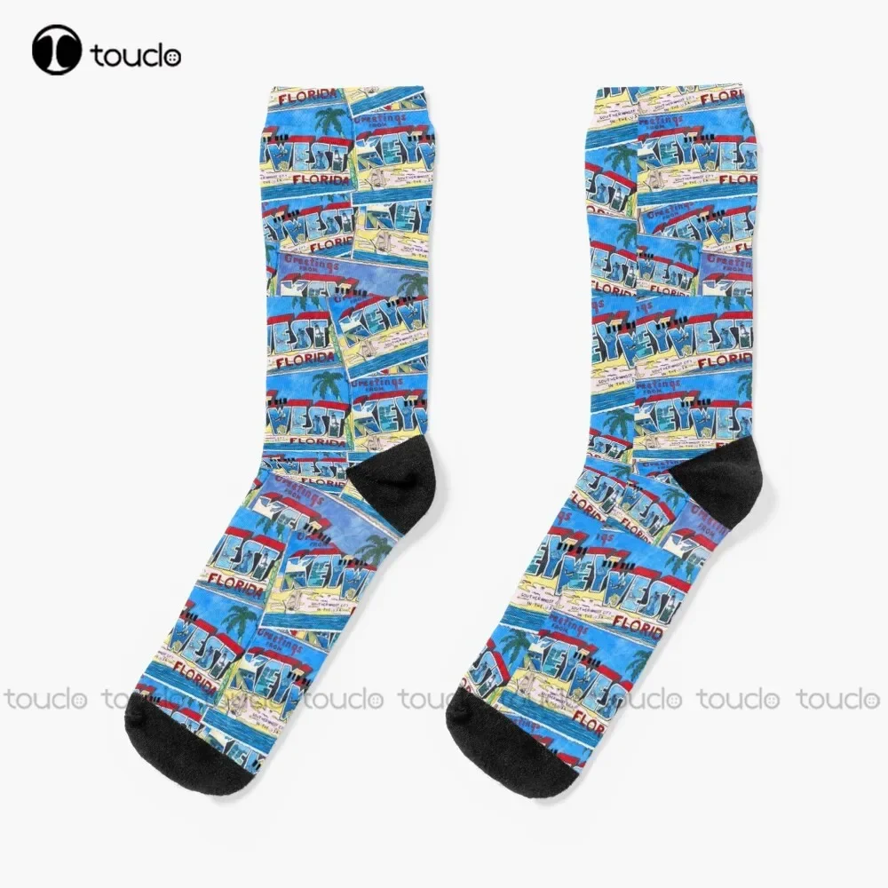 Greetings From Key West Socks Girls Socks Unisex Adult Teen Youth Socks Personalized Custom 360° Digital Print Hd High Quality
