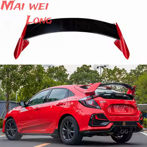 For Type-R Style ABS Plastic Unpainted Rear Trunk Spoiler Use For Honda Civic Hatchback FK7 Tail Wing Decoration 2016-2019