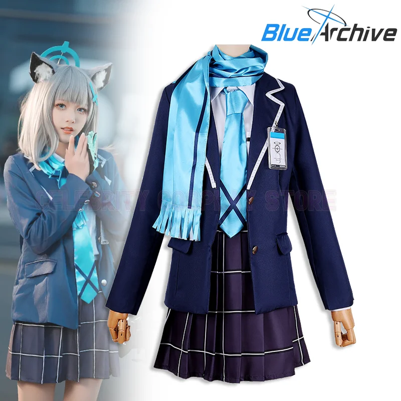 

Game Blue Archive Sunaookami Shiroko Cosplay Adult Women Costume JK Coat Shirt Scarf Gloves Full Set Accessories Uniform Outfits