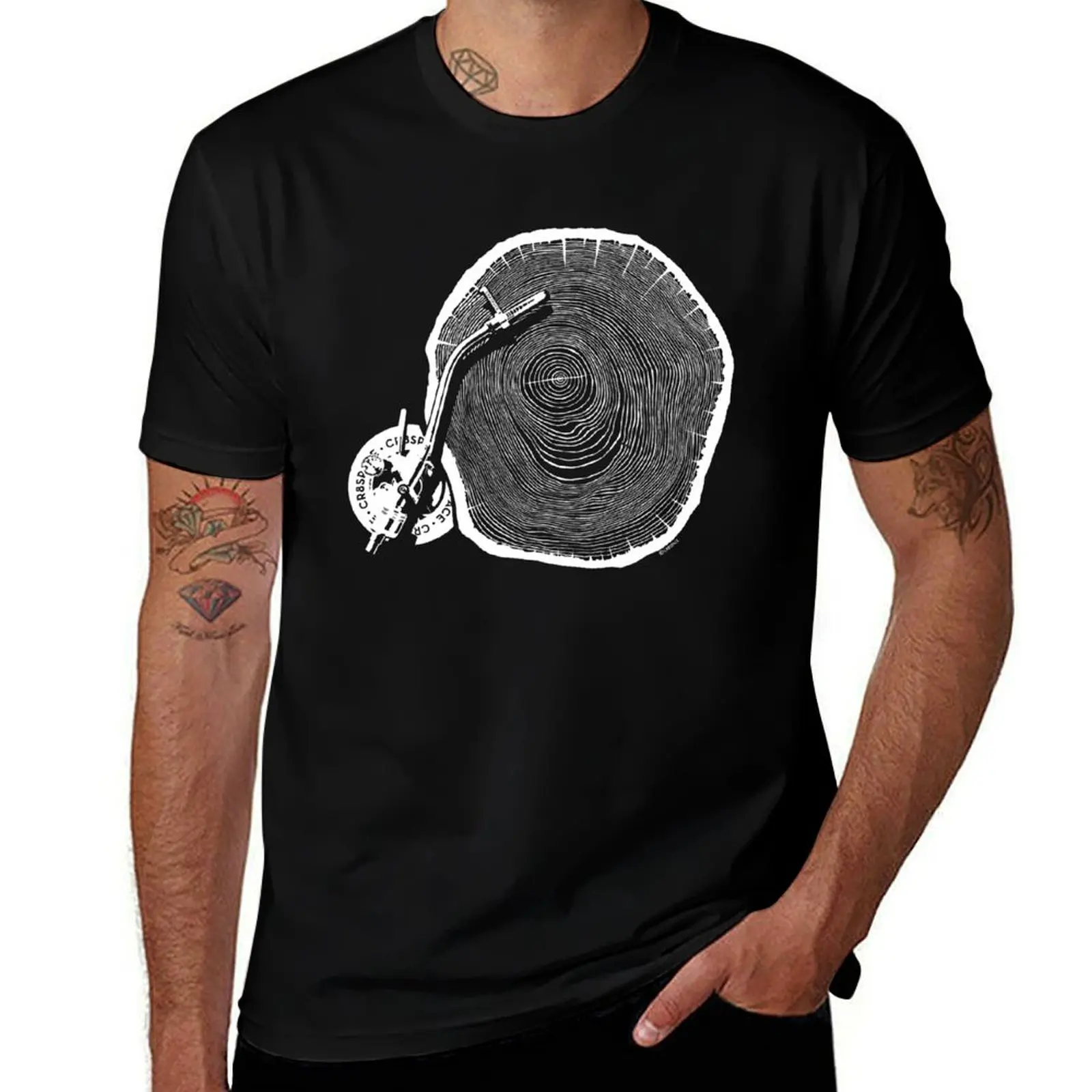 Camiseta Tree Ring Turn Table on Darks, camiseta para vacaciones y actividades al aire libre