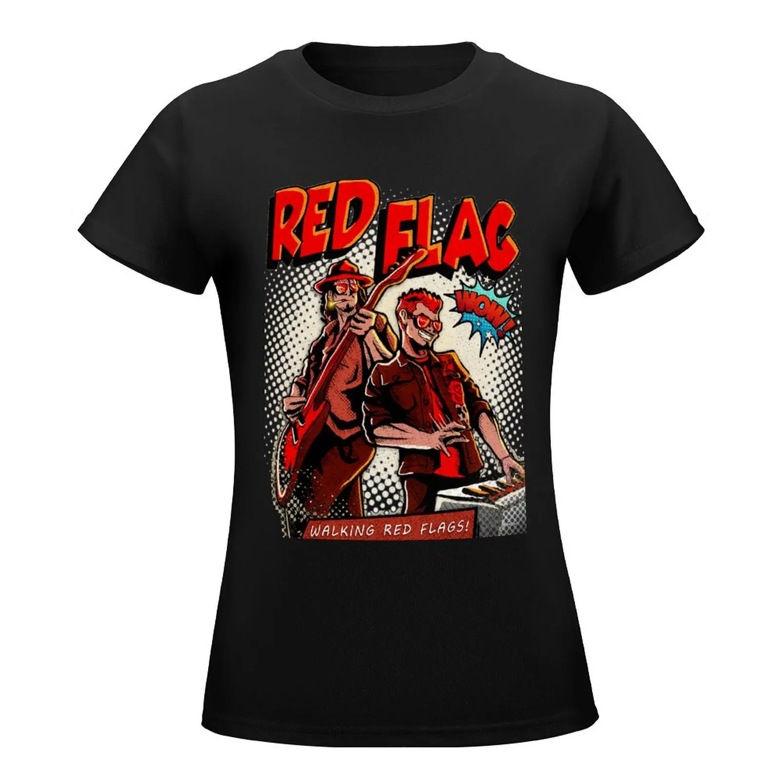 Red Flag Comic Style T-Shirt graphics shirts graphic tees quick-drying workout shirts for Women